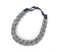 STHEJFB Braid Headband Synthetic Hair Classic Chunky Elastic Stretch Braided Headband For Women Girl Bohemian Trendy Hair Braid (Silver Gray)