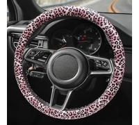 SthExtra Cute Print Steering Wheel Cover with Silicone Inner Ring, Non-Toxic, Odorless Silicone Leather with Non-Fading Pattern for Men Women, Universal 14.5 to 15 Inch (Pink Leopard Print)