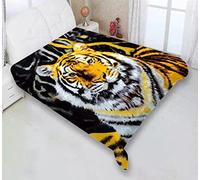 STHL 3D 2 Ply Blanket Super Soft Reversible Warm Mink Throw Fake Faux Fur Bed Throw Printed (King 200x240cm, Brown Tiger)