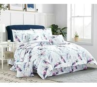 STHL Floral Printed 7 Piece Quilted Bedspread Luxury Comforter Bed Throw Bedding Set Super King A-10