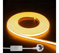 STHomedeco IP65 Waterproof LED Strip Light, 220V Outdoor Flexible COB Light Strip with Adhesive Backing, Illumination for Indoor and Outdoor Decoration (Yellow, LED Strip Light 3m)