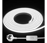 STHomedeco LED Strip Light - Flexible COB Neon Light Strip, Cut to 10cm, IP65 Waterproof 220V Neon Rope Strip for Indoor Outdoor Decor with UK Plug Power Supply (6000K, 9M)