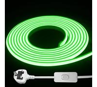 STHomedeco LED Strip Light - Flexible COB Neon Light Strip, Cut to 10cm, IP65 Waterproof 220V Neon Rope Strip for Indoor Outdoor Decor with UK Plug Power Supply (Green, 15M)