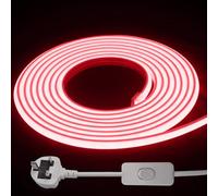 STHomedeco LED Strip Light - Flexible COB Neon Light Strip, Cut to 10cm, IP65 Waterproof 220V Neon Rope Strip for Indoor Outdoor Decor with UK Plug Power Supply (Red, 20M)