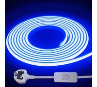 STHomedeco LED Strip Light - Flexible COB Neon Light Strip, Cut to 10cm, IP65 Waterproof 220V Neon Rope Strip for Indoor Outdoor Decor with UK Plug Power Supply (Blue, 4M)