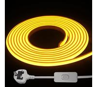 STHomedeco LED Strip Light - Flexible COB Neon Light Strip, Cut to 10cm, IP65 Waterproof 220V Neon Rope Strip for Indoor Outdoor Decor with UK Plug Power Supply (Yellow, 30M)