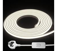 STHomedeco LED Strip Light - Flexible COB Neon Light Strip, Cut to 10cm, IP65 Waterproof 220V Neon Rope Strip for Indoor Outdoor Decor with UK Plug Power Supply (4000K, 9M)
