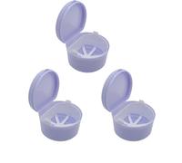 STHOYN Half Circle Denture Cleaning Case Adult Student False Teeth Container Portable for Carrying Small Denture Soaking Container When Going Out(3 Pcs,Purple)