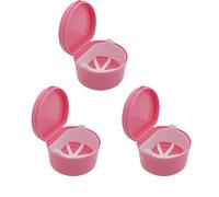 STHOYN Half Circle Denture Cleaning Case Adult Student False Teeth Container Portable for Carrying Small Denture Soaking Container When Going Out(3 Pcs,Pink)