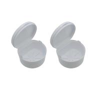 STHOYN Half Circle Denture Cleaning Case Adult Student False Teeth Container Portable for Carrying Small Denture Soaking Container When Going Out(2 Pcs,White)