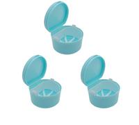 STHOYN Half Circle Denture Cleaning Case Adult Student False Teeth Container Portable for Carrying Small Denture Soaking Container When Going Out(3 Pcs,Light Blue)
