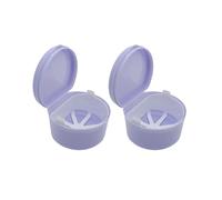 STHOYN Half Circle Denture Cleaning Case Adult Student False Teeth Container Portable for Carrying Small Denture Soaking Container When Going Out(2 Pcs,Purple)