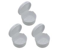 STHOYN Half Circle Denture Cleaning Case Adult Student False Teeth Container Portable for Carrying Small Denture Soaking Container When Going Out(3 Pcs,White)