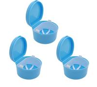 STHOYN Half Circle Denture Cleaning Case Adult Student False Teeth Container Portable for Carrying Small Denture Soaking Container When Going Out(3 Pcs,Dark Blue)