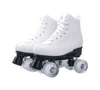 STHOYN Roller Skates Women Adult Rollerskates Four-wheel Youth Teens Men's Unisex Roller Blades Women Adult Light Up For Indoor Outdoor(White+white wheel,7 UK)