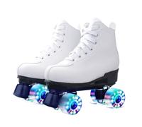 STHOYN Roller Skates Women Adult Rollerskates Four-wheel Youth Teens Men's Unisex Roller Blades Women Adult Light Up For Indoor Outdoor(White+flash wheel,8.5 UK)