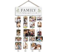 STHTTSW Family Sign Picture Frame Wall Decor, Where Life Begins & Love Never Ends Family Wall Decor, Wedding for Couples, Rustic Wooden Farmhouse Family Home Decor