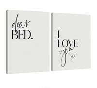 STHTTSW Wall Decor for Bedroom, Above Bed Wall Decors for Bedroom, Funny Canvas Framed Wall Art Set of 2, Dear Bed I Love You Signs 11x14