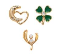Sthveidir 3 Pack Floating Charms for Lockets, Eye Cloverleaf Peace Dove Moon Cat Paw Cherry Charms, Mini DIY Jewelry Accessories(A4)