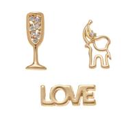 Sthveidir 3 Pack Floating Charms for Lockets, Eye Cloverleaf Peace Dove Moon Cat Paw Cherry Charms, Mini DIY Jewelry Accessories(A1)