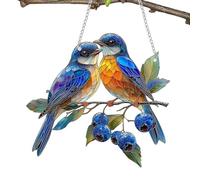 Stibtmr Window Decoration Stained Glass Window Hanger Bird Hanging Window Decoration Bird Stained Glass 2D Decorative Acrylic Window Decoration with Birds Colourful Collectible Pieces with Chain for