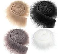 Stibzeup 4Pcs Therian Mask DIY Kit Faux Fuzzy Fabric 59" Furry Fabric for Halloween Mask Made Easy to Cut Soft Craft Furr Trim Fuzzy Fabric, Faux Furr for DIY Gear Masquerade Cosplay