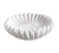 Stibzeup Fluted Bowl, 6 Inch Resin Ruffle Bowl, Vintage Antique Scalloped, Fruit Decorative Bowls for Home Decor, Housewarming Wedding Gifts Fluted, Marble Ruffle, Scalloped, Marble Fr