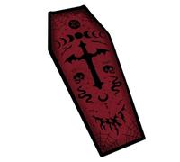 Stibzeup Goth Rug, 51x20 Inch Horror Coffin Bath Mat, Soft Water-Absorbent Halloween Bath Mat, Non Slip Halloween Rug for Bedroom Kitchen Room Gifts, Dark Red Goth, Coffin, Got
