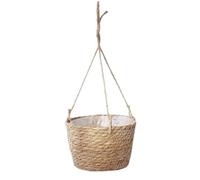Stibzeup Hanging Baskets, 7.9 Inch Straw Woven Wicker Plant Pots Indoor with Waterproof Liner, Decorative Hanging Planter Basket with Long Rope