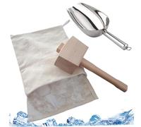 Stibzeup Ice Mallet and Bag with Ice Scoop 3Pcs/Set Food Grade Manual Crusher Reusable Professional Crusher for Home Use Bar Party Bartending Mallet, Bag and, Manual Ic