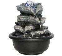 Stibzeup Indoor Waterfall 7x6x6 Indoor Fountain with Rotating Light Up Ball on Top USB 4-Tier Tabletop Fountain Circulated Decorative Water for Living Room, Office, Home Waterfall