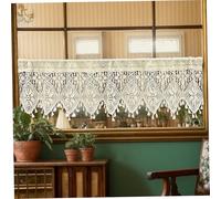 Stibzeup Lace Valance Beige White Crochet Rustic Boho Hollow for Window with Tassel Half Blackout Decorative Window Valances for Bedroom, Living Room, Valance Only, 35x15 Lace, Curtains