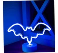Stibzeup Neon Night Light Bat Shape Led Lamp Battery USB Powered Table Stand Light with Base Blue