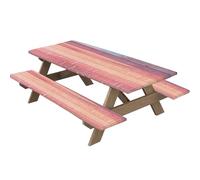 Stibzeup Picnic Table Cover Fitted with Bench Covers 3Pcs/Set 72x30 Inch Windproof Picnic Table Cover Oil ＆ Waterproof Rectangle Table Cover Wood Grain Outdoor Camping Tablecloth Red Sets