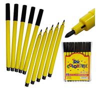 STIC ColorStix Felt Tip Pens, BLACK, Pack of 10, Colour Draw Sketch Mark Write, School Office Home Nursery Everyday Pens, ZOFAX Ball Black Pen