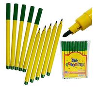 STIC ColorStix Felt Tip Pens, GREEN, Pack of 10, Colour Draw Sketch Mark Write, School Office Home Nursery Everyday Pens, ZOFAX Ball Black Pen