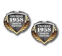 Sticar-it Ltd 2pcs of 1958 Year Dated Shield Classic Retro Vinyl Car Motorcycle Helmet Cafe Racer Sticker Decal Badge each 55x50mm approx.