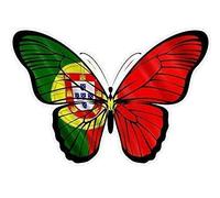 Sticar-it Ltd Beautiful Butterfly Portugal Portuguese National Country Flag Vinyl Car Sticker Decal (130x90mm approx (sml))