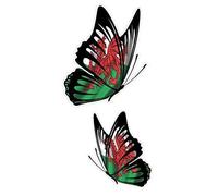 Sticar-it Ltd Handed Pair of Butterflies with Welsh Wales CYMRU Flag Motif Vinyl Car Sticker decals