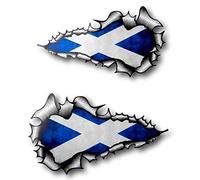 Sticar-it Ltd Long Pair Of RIPPED TORN METAL Vinyl Car Sticker Scottish Saltire Scotland Flag Small 120x70mm each