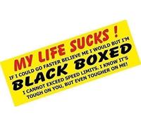 Sticar-it Ltd My Life Sucks I'M BLACK BOX Monitored Warning funny design for Young Driver Car Sticker Decal 180x65mm approx.