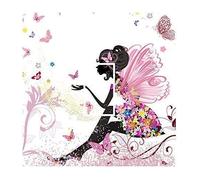 Sticar-it Ltd Pretty Pink Fairy Princess With Flowers and Butterfly Motif Light Switch Sticker vinyl cover skin decal For Any Room