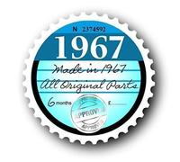 Sticar-it Ltd Retro 1967 Tax Disc Replacement Classic Vintage Vinyl Car Sticker Decal Badge 75x75mm approx.
