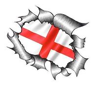Sticar-it Ltd RIPPED TORN METAL Car Sticker England English St. Georges Cross Flag design Vinyl decal (Large 205x160mm approx)