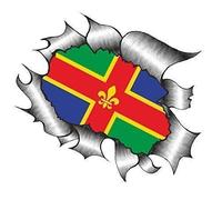 Sticar-it Ltd RIPPED TORN METAL Car Sticker Lincolnshire County Flag design Vinyl decal (Large 205x160mm approx)