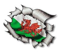 Sticar-it Ltd RIPPED TORN METAL Car Sticker Welsh Wales CYMRU Flag Vinyl decal Van Truck Small 105x130mm approx.