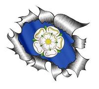 Sticar-it Ltd RIPPED TORN METAL Car Sticker Yorkshire Rose County Flag Vinyl decal (Small 105x130mm approx)