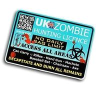Sticar-it Ltd Zombie Hunter Licence Permit Novelty Funny Apocalypse Vinyl Car Sticker Decal 125x85mm approx. Blue