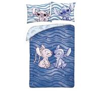 Disney Lilo and Stitch Bacia Angel Bedding Set - Reversible Duvet Cover 140 x 200 cm and Pillowcase 70 x 90 cm - Multi-Coloured - 100% Cotton