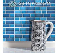 Stick And Go Self Adhesive Stick On Tiles Blue Tablet 8" X 4" Box Of 8 Apply Over Any Tile, Or Directly On To The Wall
